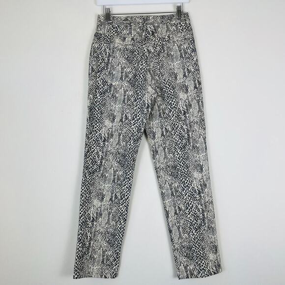 Moda International Black White Snake Print Straight Leg Pants Size 8 Petite - Picture 5 of 7